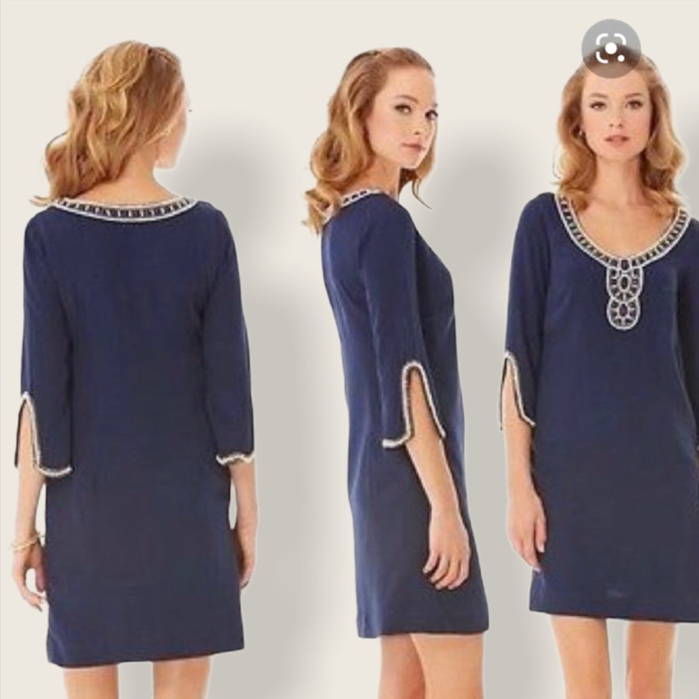Lilly Pulitzer Embellished Sarah Tunic Dress Navy